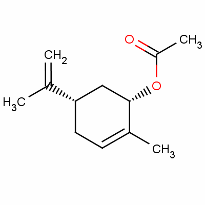 (1R-順式)-2-甲基-5-(1-甲基乙烯基)環(huán)己-2-烯-1-基乙酸酯結(jié)構(gòu)式_7111-29-7結(jié)構(gòu)式