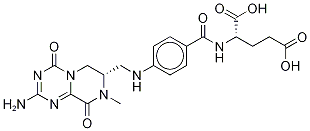 N-[4-[[(2-氨基-6,7,8,9-四氫-8-甲基-4,9-二氧代-4H-吡嗪并[1,2-a]-1,3,5-噻嗪-7-基)甲基]氨基]苯甲?；鵠-L-谷氨酸結(jié)構(gòu)式_79573-48-1結(jié)構(gòu)式
