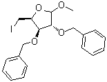 2,3-二-O-芐基-5-脫氧-5-碘-D-呋喃木糖甙甲酯結(jié)構(gòu)式_869476-25-5結(jié)構(gòu)式