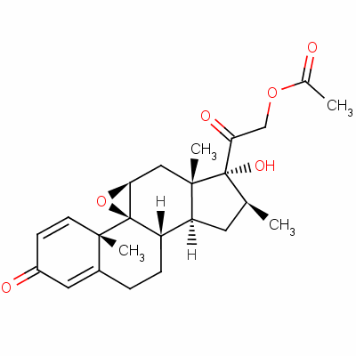 9beta,11beta-環(huán)氧-17,21-二羥基-16beta-甲基孕甾-1,4-二烯-3,20-二酮 21-醋酸酯結(jié)構(gòu)式_912-38-9結(jié)構(gòu)式