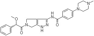 4-(4-甲基-1-哌嗪)-n-[1,4,5,6-四氫-5-[(2s)-2-甲氧基-2-苯基乙?；鵠吡咯并[3,4-c]吡唑-3-基]苯甲酰胺結(jié)構(gòu)式_916995-51-2結(jié)構(gòu)式