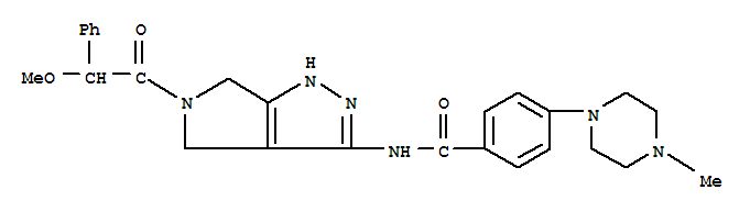 4-(4-甲基-1-哌嗪)-n-[1,4,5,6-四氫-5-(2-甲氧基-2-苯基乙?；?吡咯并[3,4-c]吡唑-3-基]苯甲酰胺結(jié)構(gòu)式_1044136-93-7結(jié)構(gòu)式