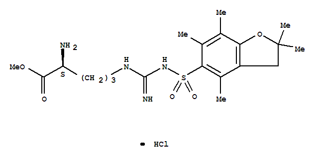 甲基N<sup>5</sup>-{N-[(2,2,4,6,7-五甲基-2,3-二氫-1-苯并呋喃-5-基)磺?；鵠甲脒基}-L-鳥氨酰i噻吩基n酸酯鹽酸鹽(1:1)結(jié)構(gòu)式_257288-19-0結(jié)構(gòu)式