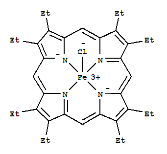 氯(2,3,7,8,12,13,17,18-辛乙基啉)鐵(Ⅲ)結(jié)構(gòu)式_28755-93-3結(jié)構(gòu)式