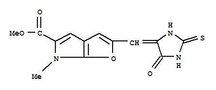 6-甲基-2-[(5-氧代-2-硫氧代-4-咪唑啉)甲基]-6H-呋喃并[2,3-B]吡咯-5-羧酸甲酯結(jié)構(gòu)式_315665-41-9結(jié)構(gòu)式