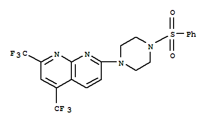 (9Ci)-1-[5,7-雙(三氟甲基)-1,8-萘啶-2-基]-4-(苯基磺?；?-哌嗪結(jié)構(gòu)式_320417-87-6結(jié)構(gòu)式