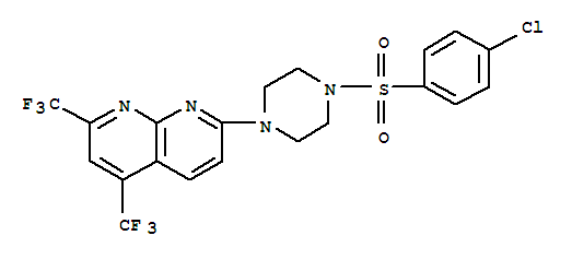 (9Ci)-1-[5,7-雙(三氟甲基)-1,8-萘啶-2-基]-4-[(4-氯苯基)磺?；鵠-哌嗪結(jié)構(gòu)式_320417-95-6結(jié)構(gòu)式