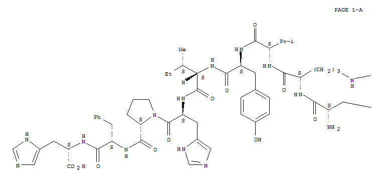 天冬氨酰-精氨酰-纈氨酰-酪氨酰-異亮氨酰-組氨酰-脯氨酰-苯丙氨酰-組氨酸結(jié)構(gòu)式_34273-12-6結(jié)構(gòu)式