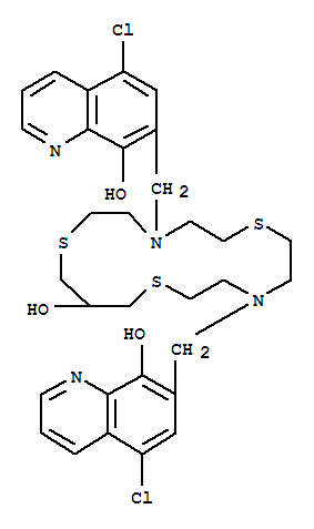 4,10-雙(5-氯-8-羥基-7-喹啉)-1,7,13-三硫雜-4,10-二氮雜環(huán)十六烷-9-醇結(jié)構(gòu)式_343372-32-7結(jié)構(gòu)式