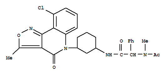 (9CI)-Alpha-(乙?；谆被?-N-[3-(9-氯-3-甲基-4-氧代異噁唑并[4,3-C]喹啉-5(4H)-基)環(huán)己基]-乙酰胺結(jié)構(gòu)式_347179-80-0結(jié)構(gòu)式
