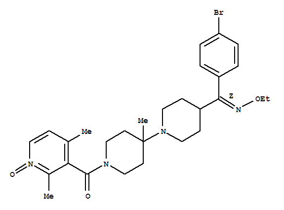 4-[4-[C-(4-溴苯基)-N-乙氧基亞胺甲?；鵠-1-哌啶基]-4-甲基-1-哌啶基]-(2,4-二甲基-1-氧代-吡啶-3-基)甲酮結(jié)構(gòu)式_370893-06-4結(jié)構(gòu)式