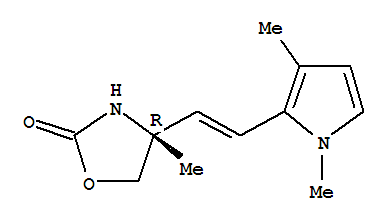 (4r)-(9ci)-4-[2-(1,3-二甲基-1H-吡咯-2-基)乙烯]-4-甲基-2-噁唑烷酮結構式_827344-87-6結構式