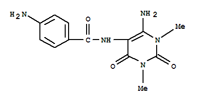 4-氨基-N-(6-氨基-1,2,3,4-四氫-1,3-二甲基-2,4-二氧代-5-嘧啶)-苯甲酰胺結(jié)構(gòu)式_856571-99-8結(jié)構(gòu)式