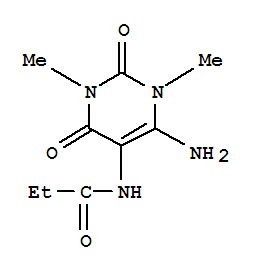(5CI)-N-(6-氨基-1,2,3,4-四氫-1,3-二甲基-2,4-二氧代-5-嘧啶)-丙酰胺結構式_856984-03-7結構式