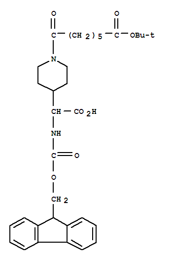 Fmoc-2-[[(6-叔丁氧基-羰基)己?；鵠哌嗪-4-基]-甘氨酸結(jié)構(gòu)式_864685-37-0結(jié)構(gòu)式