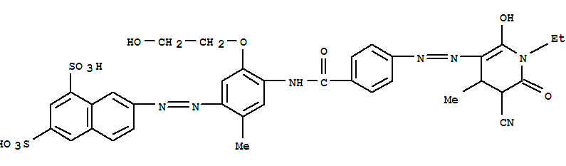 7-[[4-[[4-[(5-氰基-1-乙基-1,4,5,6-四氫-2-羥基-4-甲基-6-氧代-3-吡啶)氮雜]苯甲?；鵠氨基]-5-(2-羥基乙氧基)-2-1,3-萘二磺酸結構式_884304-25-0結構式