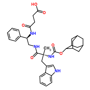 3-[[(1R)-2-[[(2R)-2-(2-金剛烷基氧基羰基氨基)-3-(1H-吲哚-3-基)-2-甲基-丙酰]氨基]-1-苯基-乙基]氨基甲酰]丙酸結構式_130332-27-3結構式