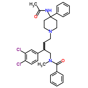 N-4-(4-乙酰氨基-4-苯基-1-哌啶)-2-(3,4-二氯苯基)丁基-N-甲基-苯甲酰胺結構式_159125-41-4結構式
