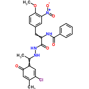 2-(苯甲?；被?-3-(4-甲氧基-3-硝基苯基)-2-丙酸-2-[1-(5-氯-2-羥基-4-甲基苯基)亞乙基]肼結(jié)構(gòu)式_17178-82-4結(jié)構(gòu)式