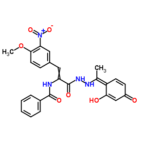 2-(苯甲?；被?-3-(4-甲氧基-3-硝基苯基)-2-丙酸-2-[1-(2,4-二羥基苯基)亞乙基]肼結(jié)構(gòu)式_17180-32-4結(jié)構(gòu)式