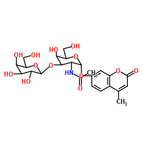 4-甲基香豆素基-2-乙酰氨基-2-脫氧-3-氧-（β-D-吡喃半乳糖基）-α-D-吡喃半乳糖苷結(jié)構(gòu)式_210357-36-1結(jié)構(gòu)式