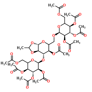 (5Xi)-2,3,4,6-四-O-乙?；?alpha-D-木糖基-己糖吡喃糖苷-(1->6)-[(5Xi)-2,3,4,6-四-O-乙?；?alpha-L-木糖基-己糖吡喃糖苷-(1->3)]-(5Xi)-4-O-乙酰基-1,2-O-亞乙基-beta-D-木糖基-吡喃己糖結(jié)構(gòu)式_230953-17-0結(jié)構(gòu)式