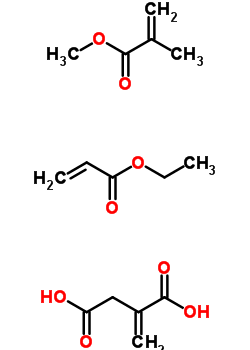 亞甲基丁二酮酸-2-丙烯酸乙酯與2-甲基-2-丙烯酸甲酯的聚合物 依康酸、丙烯酸乙酯、甲基丙烯酸甲酯的聚合物結(jié)構(gòu)式_24980-96-9結(jié)構(gòu)式