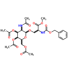 N-[(苯基甲氧基)羰基]-O-[3,4,6-三-O-乙?；?2-(乙?；被?-2-脫氧-b-D-吡喃葡萄糖]-L-絲氨酸甲酯結(jié)構(gòu)式_25644-83-1結(jié)構(gòu)式