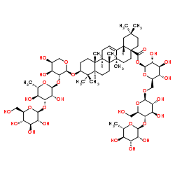 3-O-β-D-葡萄糖( 1→3)- a -L-鼠李糖(1→2)- a-L-阿拉伯糖 齊墩果酸– 28-O-鼠李糖(1→4)葡萄糖(1→6)葡萄糖苷結構式_261767-91-3結構式
