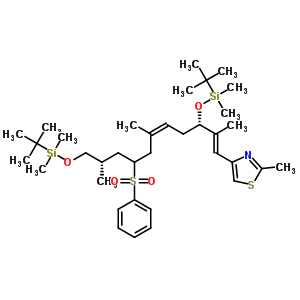4-[(1E,3S,5Z,8R/S,10S)-3,11-二-{[叔-丁基(二甲基)硅烷基]氧基}-2,6,10-三甲基-8-(苯磺?；?十一碳-1,5-二烯基]-2-甲基-1,3-噻唑結(jié)構(gòu)式_308357-81-5結(jié)構(gòu)式