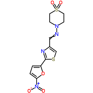 n-[[2-(5-硝基-2-呋喃)-4-噻唑]亞甲基]-4-硫代嗎啉 1,1-二氧化物結(jié)構(gòu)式_31898-49-4結(jié)構(gòu)式