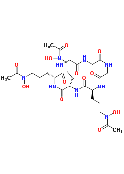 N-[3-[(2S,5S,17S)-5,17-二[3-(乙?；?羥基氨基)丙基]-3,6,9,12,15,18-六氧代-1,4,7,10,13,16-六氮雜十八碳-2-基]丙基]-N-羥基乙酰胺結構式_34787-28-5結構式