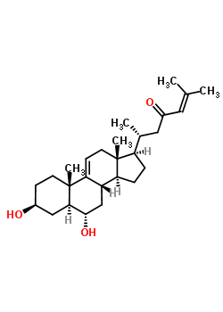 (6R)-6-[(3S,5S,6S,8S,10S,13R,14S,17R)-3,6-二羥基-10,13-二甲基-2,3,4,5,6,7,8,12,14,15,16,17-十二氫-1H-環(huán)戊二烯并[a]菲-17-基]-2-甲基庚-2-烯-4-酮結構式_36564-29-1結構式