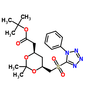 2-[(4R,6S)-2,2-二甲基-6-[(1-苯基-1H-四唑-5-基磺酰基)甲基]-1,3-二惡烷-4-基]乙酸叔丁酯結(jié)構(gòu)式_380460-37-7結(jié)構(gòu)式