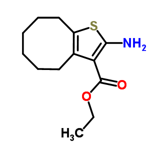 2-氨基-4,5,6,7,8,9-六氫環(huán)辛基[b]噻吩-3-羧酸乙酯結(jié)構(gòu)式_40106-16-9結(jié)構(gòu)式