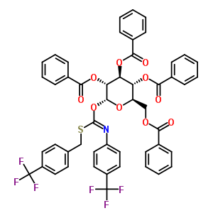 2,3,4,6-四-O-苯甲?；?1-O-[(Z)-{[4-(三氟甲基)芐基]硫基}{[4-(三氟甲基)苯基]亞氨基}甲基]-alpha-D-吡喃葡萄糖結(jié)構(gòu)式_428816-48-2結(jié)構(gòu)式