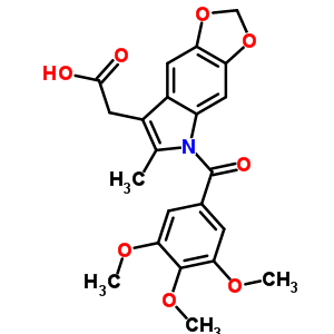 6-甲基-5-(3,4,5-三甲氧基苯甲?；?-5H-1,3-二氧代[4,5-f]吲哚-7-乙酸結(jié)構(gòu)式_50332-06-4結(jié)構(gòu)式
