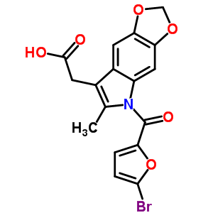 5-(5-溴-2-呋喃并基)-6-甲基-5H-1,3-二氧代[4,5-f]吲哚-7-乙酸結(jié)構(gòu)式_50332-07-5結(jié)構(gòu)式