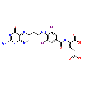 (2R)-2-[[4-[2-(2-氨基-4-氧代-1H-蝶啶-6-基)乙基氨基]-3,5-二氯-苯甲?；鵠氨基]戊二酸結(jié)構(gòu)式_51865-65-7結(jié)構(gòu)式