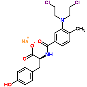 N-[3-[雙(2-氯乙基)氨基]-4-甲基苯甲?；鵠-L-酪氨酸鈉結(jié)構(gòu)式_52616-30-5結(jié)構(gòu)式
