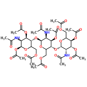 O-3,4,6-三-O-乙?；?2-(乙酰氨基)-2-脫氧-beta-D-吡喃葡萄糖基-(1-4)-O-3,6-二-O-乙?；?2-(乙酰氨基)-2-脫氧-beta-D-吡喃葡萄糖基-(1-4)-2-(乙酰氨基)-2-脫氧-1,3,6-三乙酸酯-alpha-D-吡喃葡萄糖結(jié)構(gòu)式_53942-45-3結(jié)構(gòu)式