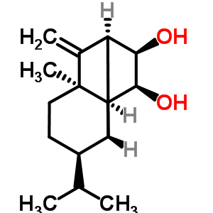 (1R,3aβ,7aβ)-八氫-4-甲基-8-亞甲基-7α-異丙基-1α,4α-甲烷-1H-茚-2β,3β-二醇結(jié)構(gòu)式_55556-01-9結(jié)構(gòu)式