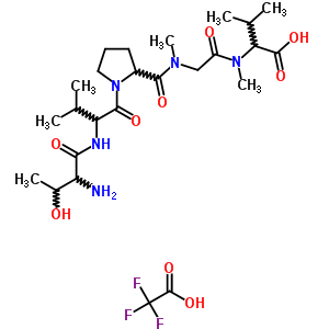 2-[[2-[[1-[2-[(2-氨基-3-羥基-丁?；?氨基]-3-甲基-丁?；鵠吡咯烷-2-羰基]-甲基-氨基]乙酰基]-甲基-氨基]-3-甲基-丁酸結(jié)構(gòu)式_5648-68-0結(jié)構(gòu)式
