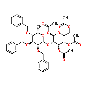 1,3,4,6-四-O-乙?；?2-(2’,3’,4’-三-O-苯甲?；?alpha-L-吡喃巖藻糖基)-alpha-D-吡喃半乳糖結(jié)構(gòu)式_56889-55-5結(jié)構(gòu)式