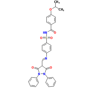 N-[4-[(3,5-二氧代-1,2-二苯基-吡唑i二n-4-基)亞甲基氨基]苯基]磺?；?4-丙烷-2-基氧基-苯甲酰胺結(jié)構(gòu)式_59541-40-1結(jié)構(gòu)式