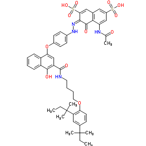 5-(乙?；被?-3-[[4-[[3-[[[4-[2,4-雙(叔戊基)苯氧基]丁基]氨基]羰基]-4-羥基-1-萘]氧基]苯基]氮雜]-4-羥基萘-2,7-二磺酸結(jié)構(gòu)式_63217-28-7結(jié)構(gòu)式