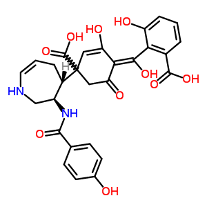 4-(2-羧基-6-羥基苯甲?；?-3,5-二羥基-苯甲酸 (3R,4R)-六氫-3-[(4-羥基苯甲?；?氨基]-1H-氮雜卓-4-基酯結構式_63590-19-2結構式