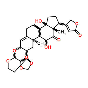 2alpha,3beta-[[(3aR,4S,7aR)-7,7alpha-二氫-4H-1,3-二氧雜環(huán)戊并[4,5-c]吡喃-3a,4(6H)-二基]二(氧基)]-11alpha,14-二羥基-12-氧代心甾-4,20(22)-二烯內酯結構式_64144-98-5結構式