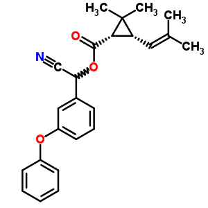 (1R,3S)-3-(2,2-二甲基乙烯)-2,2-二甲基環(huán)丙烷羧酸 (S)-氰基(3-苯氧基苯基)甲酯結構式_64312-66-9結構式