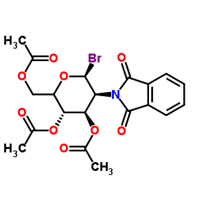 溴2-脫氧-2-N-鄰苯二甲酰亞胺基-3,4,6-三-O-乙?；?alpha,beta-D-吡喃葡萄糖苷結(jié)構(gòu)式_70831-94-6結(jié)構(gòu)式